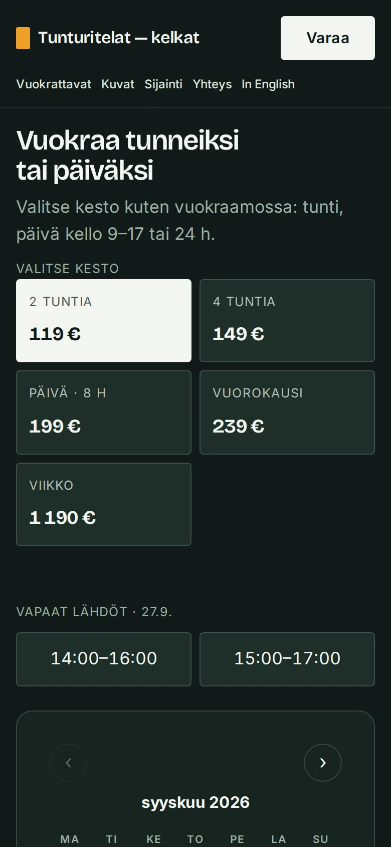 Keston valinta: 2 tuntia 119 euroa