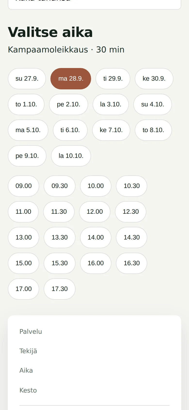 Vapaat ajat päivälle