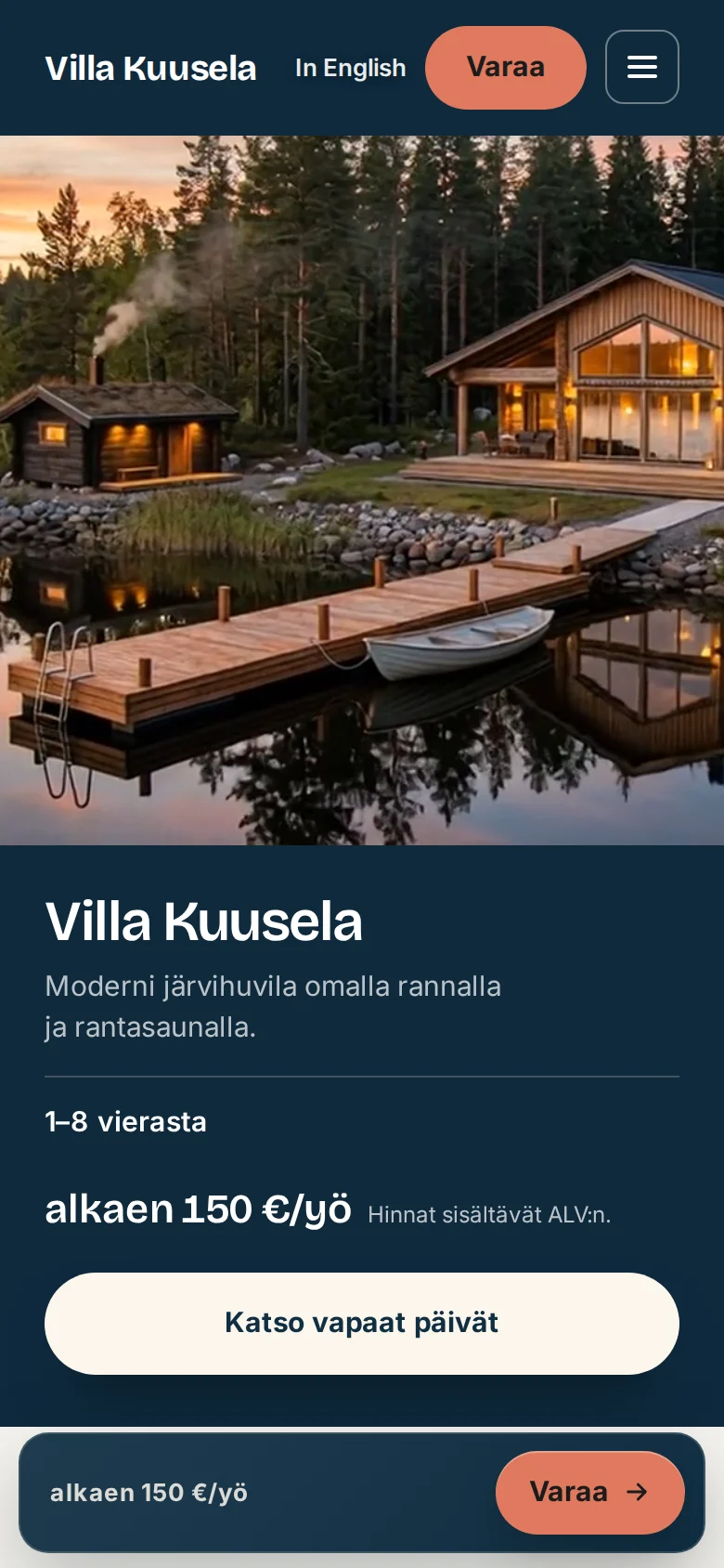 Villa Kuuselan varaussivusto